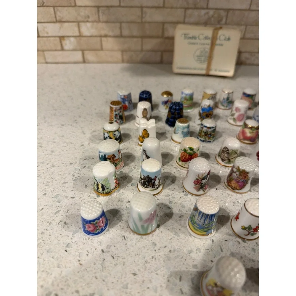Hand Painted Porcelain Sewing Thimble‎ Bundle - Picture 2 of 7